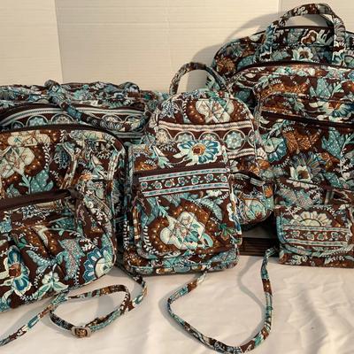 Set of 10 Vera Bradley Handbags - Browns & Blues