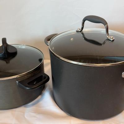 Revere Ware & Analon Pots w/ Glass Lids (5 Quart & 10 Quart)