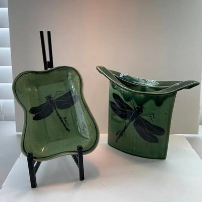 Rocky Mann Dragonfly Vase And Dish