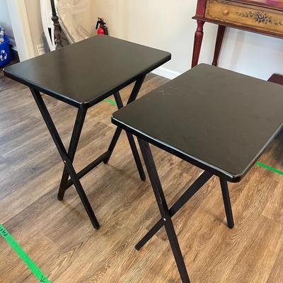 Two Standard Size Black TV Tray Tables