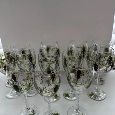 Hand-painted Grape Wineglasses