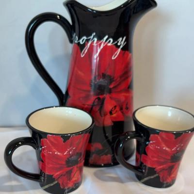 Poppy Pitcher & 2 Mugs