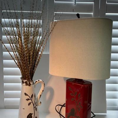 “Birds and Branches” Lamp and Vase By Aubrey