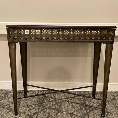 Rustic Metal Woodtop Console