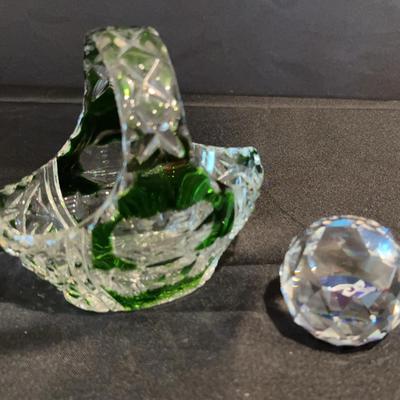  Beautiful Crystal Basket (Connor) & Paperweight (Swarovski)