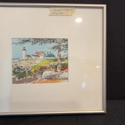 John A. Neff Watercolor Lighthouse Scene “Pemaquid Light #1”