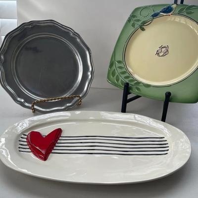 Pewter And Ceramic Platters