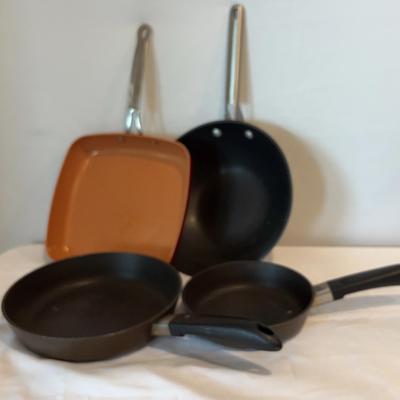 Collection of Nonstick Pans (Revere Ware, Calphalon, & red copper)