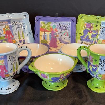 ‘Shopping, Spa, Shoe Girl’ Fun Dishware (plates, bowls, mugs)