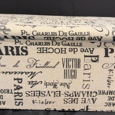 Paris Themed Cloth Covered Storage Bench