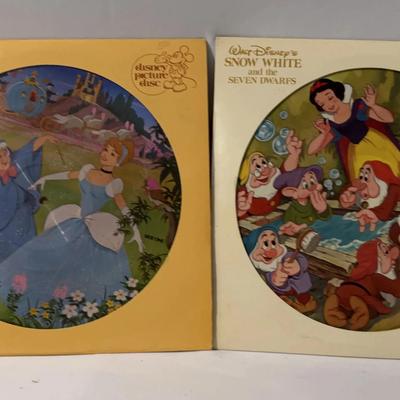 Walt Disney, Cinderella and Snow White vinyl LP records (2)