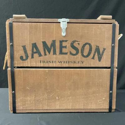 Jameson Irish Whiskey Rustic Wood Box Crate With Lid And Handles