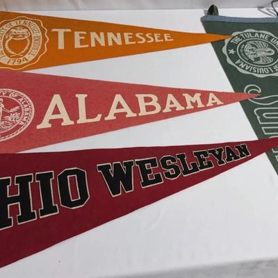 Collection of 8 Vintage 1940s-60s College/Universities Felt Flag Pennants