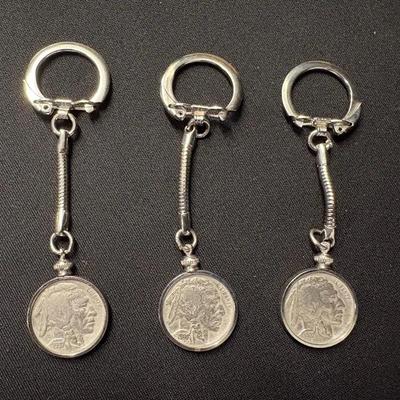 Three Key Chain Buffalo Nickels