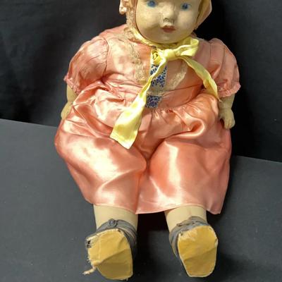 Antique 18” Composition Doll Made By Averill Manufacturing Company Circa 1910-20s