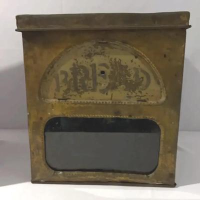 Antique 1800s General store, metal and glass Bread box