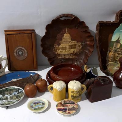 Collections of vintage travel souvenirs
