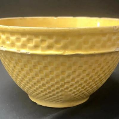 Antique Yellow Ware Checkerboard Mccoy Bowl 1920S
