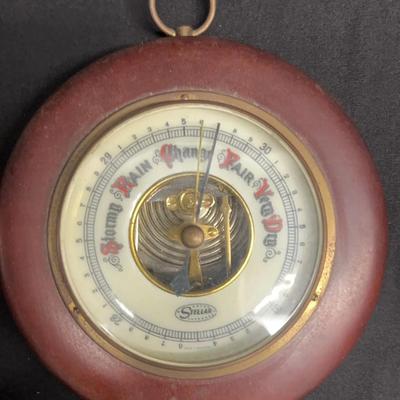Vintage Brass And Wooden Stellar Weather Barometer Germany