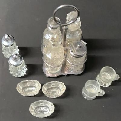 Lot Of Vintage Silverplate Cruet Set And Glassware