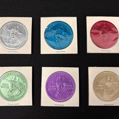 Six Vintage John Wayne 1980 Krewe Of Jefferson Mardi Gras Doubloon Tokens