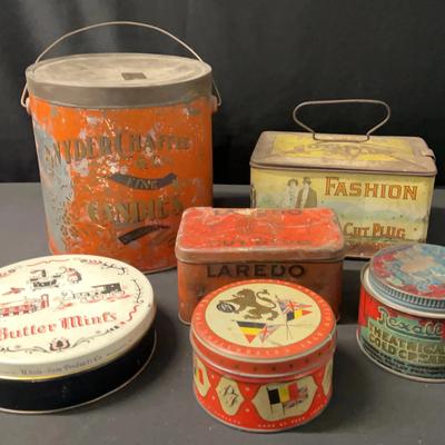 Collection Of 6 Antique And Vintage Advertising Tins