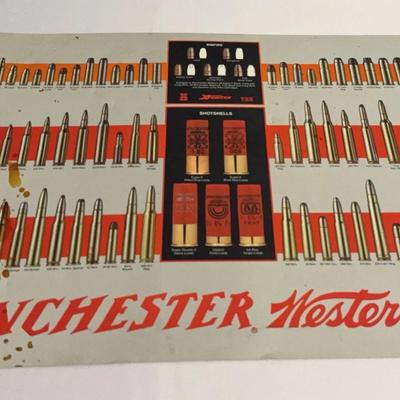 Vintage Winchester, Western Bullet And Shotgun Shells Display Sign