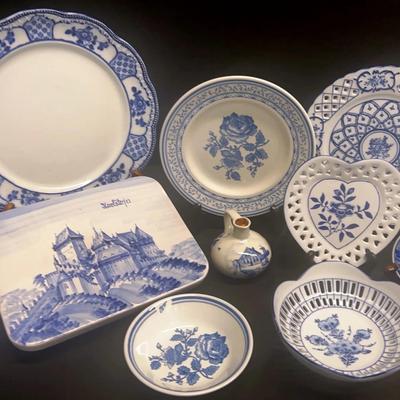 Collection of Blue Delft Ceramic Pottery