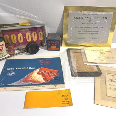 Lot of Vintage Automobile Memorabilia 1930s-50s Texaco, Conoco Miscellaneous Documents