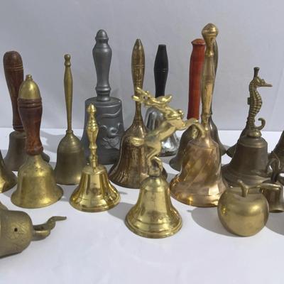 Large Lot of Vintage Brass Bells Mixed Variety