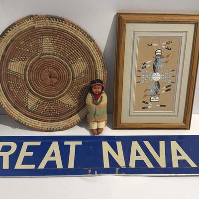 Collection of native American Navajo southwestern items