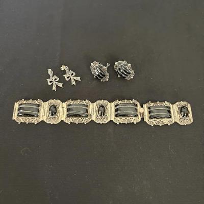 Art Deco Style Bracelet And Earrings 