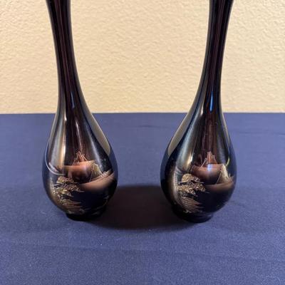 Pair Of Vintage Japanese Chokin Bud Vases 