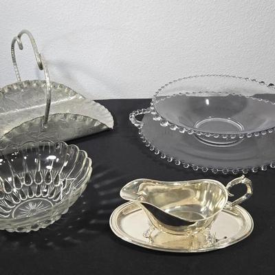 Imperial Glass Candlewick serving bowl/platter, Serving Tray, Bowl 