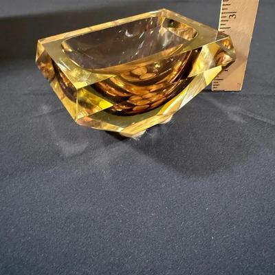 Square Vintage Italian Murano Sommerso Art Glass Bowl/Ashtray