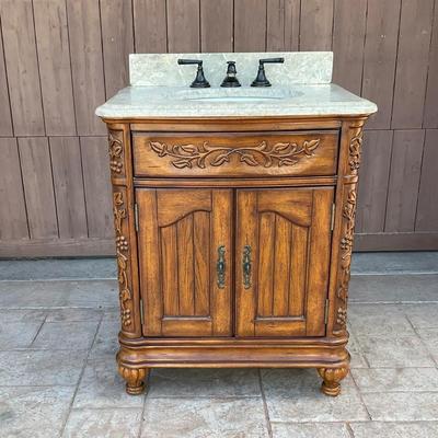 Bathroom Vanity w/Marble Top, Faucet & Sink