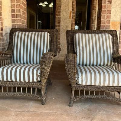 Pair Of Heavy Outdoor Rattan Chairs  