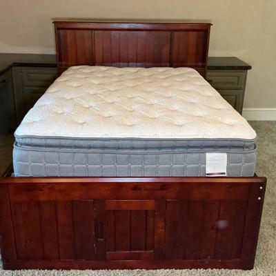 Solid Wood Captains Full Size Bed & Mattress
