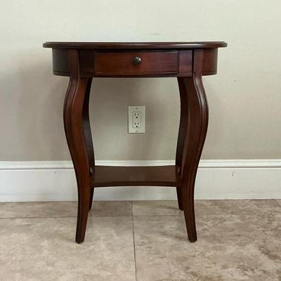 Solid Wood Oval Side Table 