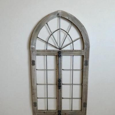 Wood And Metal Arched Window Wall Decor 