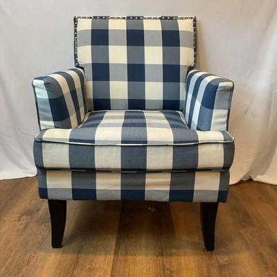 Hulala Home Blue And White Plaid Chair #2