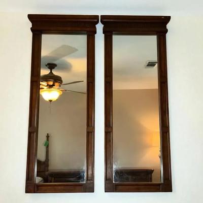Pair Of Vintage Solid Wooden Framed Mirrors    