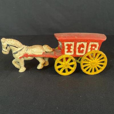 Vintage Cast Iron Horse Drawn Ice Cart