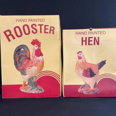 Handpainted Rooster & Hen