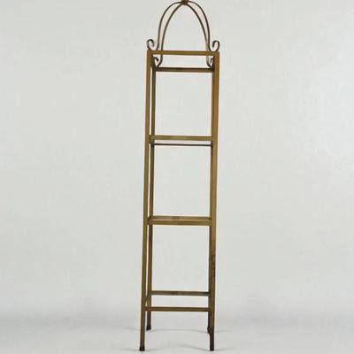 Metal & Glass Decorative Gold Toned Tower Shelving Unit