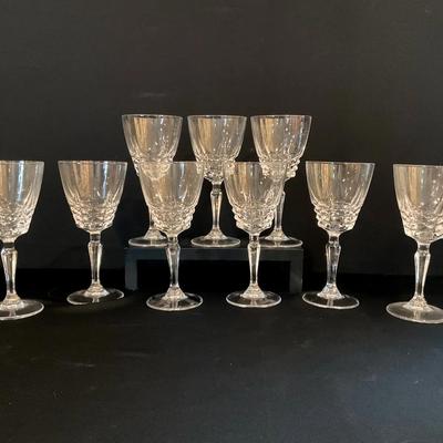 9 French Lead Crystal Goblets, Cherbourg