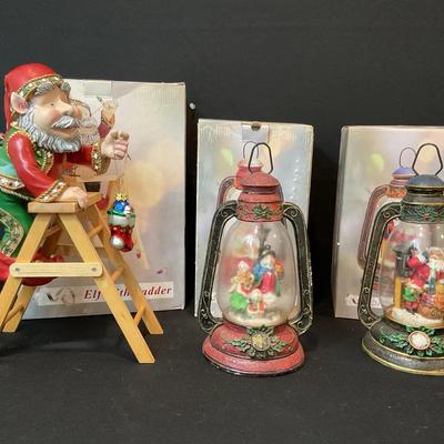 Christmas Lighted Lanterns And Elf