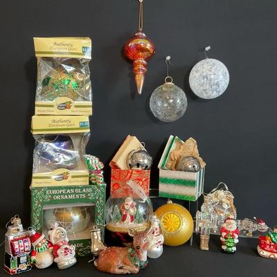 Vintage Glass And Silver Christmas Ornaments 