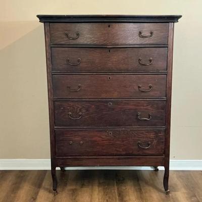 Tall Antique Wood Dresser