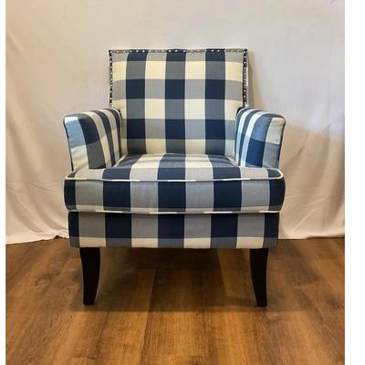 Hulala Home Blue And White Plaid Chair #1
